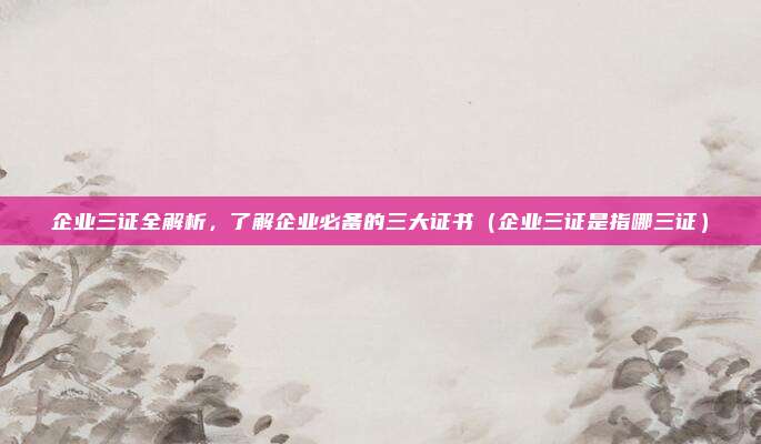 企业三证全解析，了解企业必备的三大证书（企业三证是指哪三证）