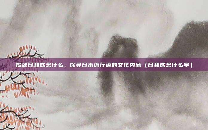 揭秘日和成念什么，探寻日本流行语的文化内涵（日和成念什么字）