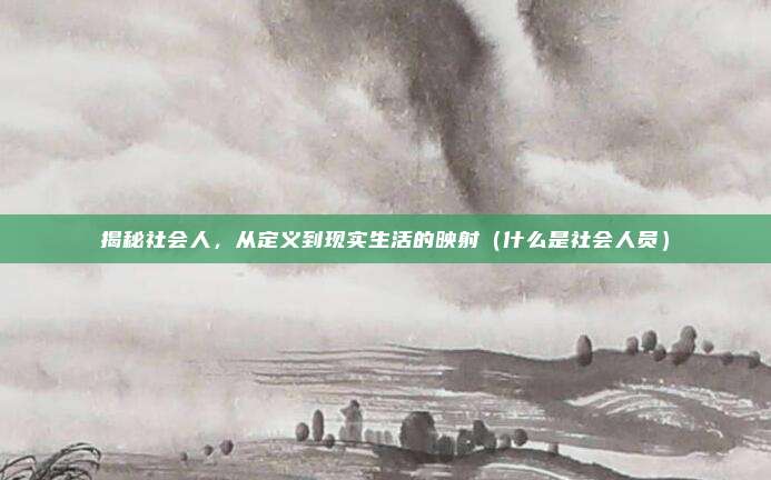 揭秘社会人，从定义到现实生活的映射（什么是社会人员）