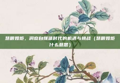 慧眼如炬，洞察自媒体时代的机遇与挑战（慧眼如炬什么意思）