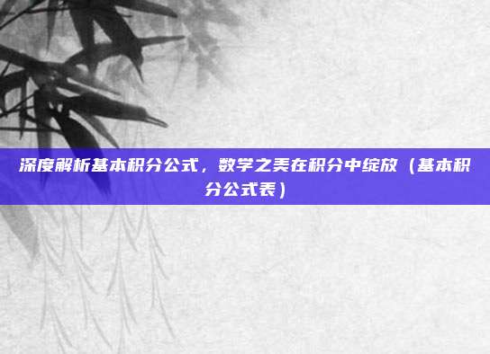 深度解析基本积分公式，数学之美在积分中绽放（基本积分公式表）