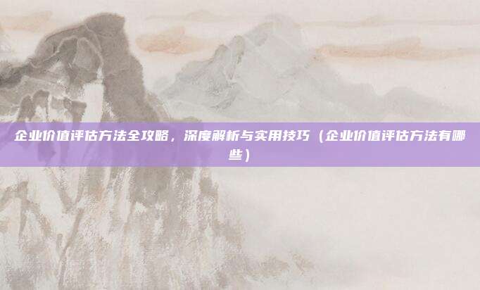 企业价值评估方法全攻略，深度解析与实用技巧（企业价值评估方法有哪些）
