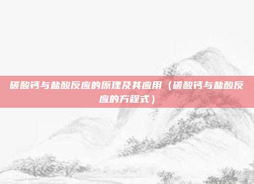 碳酸钙与盐酸反应的原理及其应用（碳酸钙与盐酸反应的方程式）