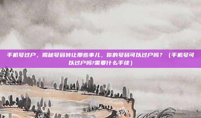 手机号过户，揭秘号码转让那些事儿，你的号码可以过户吗？（手机号可以过户吗?需要什么手续）