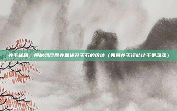 养玉秘籍，揭秘如何保养和提升玉石的价值（如何养玉镯能让玉更润泽）