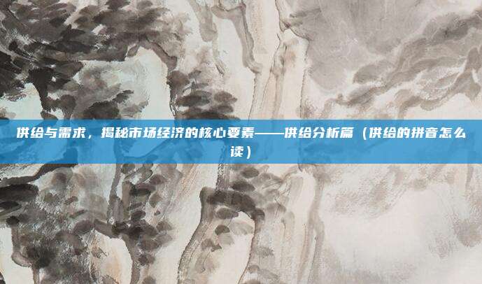 供给与需求，揭秘市场经济的核心要素——供给分析篇（供给的拼音怎么读）