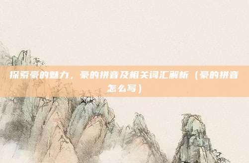 探索豪的魅力，豪的拼音及相关词汇解析（豪的拼音怎么写）