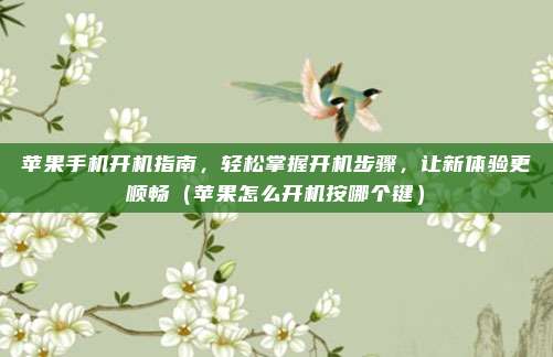苹果手机开机指南，轻松掌握开机步骤，让新体验更顺畅（苹果怎么开机按哪个键）