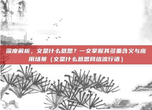 深度解析，文是什么意思？一文掌握其多重含义与应用场景（文是什么意思网络流行语）