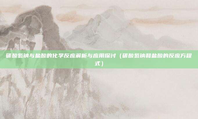 碳酸氢钠与盐酸的化学反应解析与应用探讨（碳酸氢钠和盐酸的反应方程式）