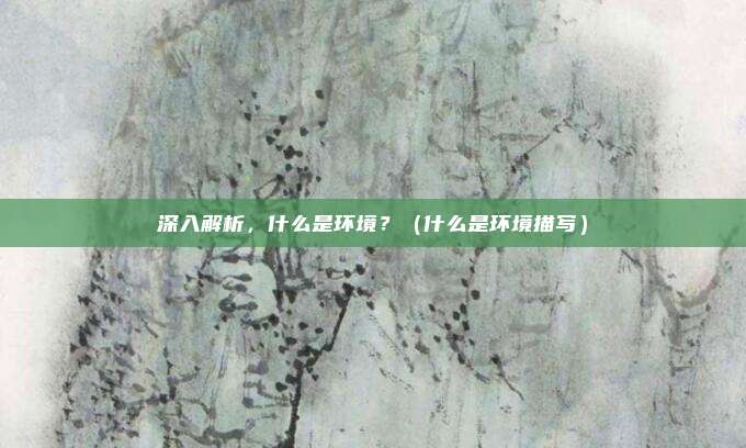 深入解析，什么是环境？（什么是环境描写）