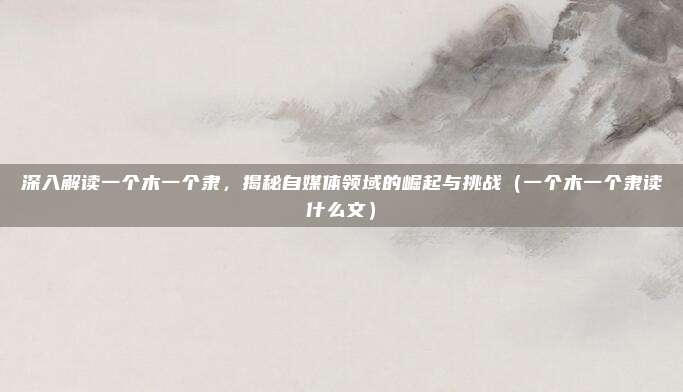 深入解读一个木一个隶，揭秘自媒体领域的崛起与挑战（一个木一个隶读什么文）