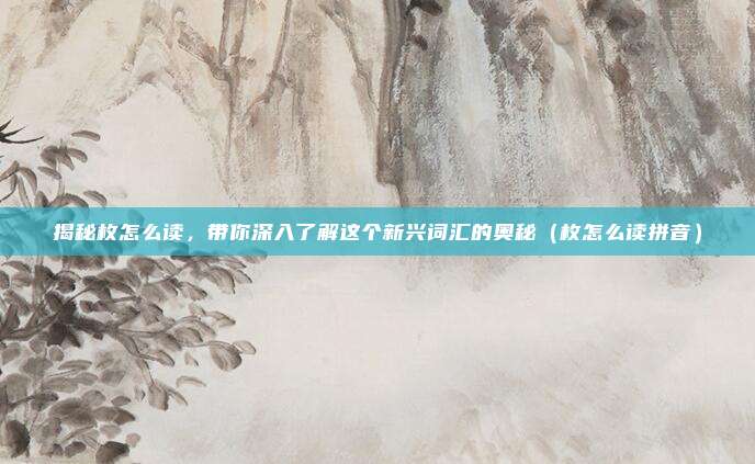 揭秘枚怎么读，带你深入了解这个新兴词汇的奥秘（枚怎么读拼音）