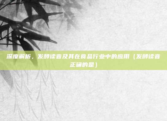 深度解析，发酵读音及其在食品行业中的应用（发酵读音正确的是）