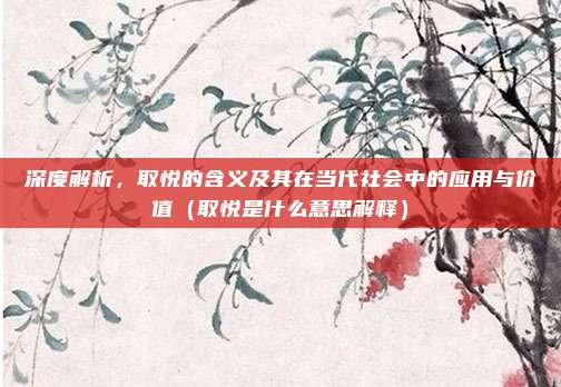 深度解析，取悦的含义及其在当代社会中的应用与价值（取悦是什么意思解释）