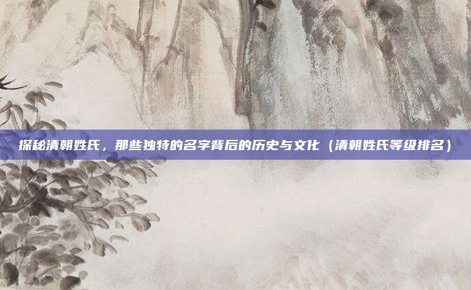探秘清朝姓氏，那些独特的名字背后的历史与文化（清朝姓氏等级排名）