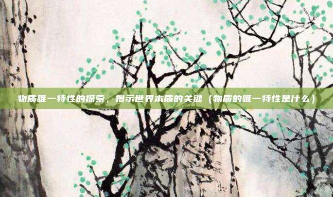 物质唯一特性的探索，揭示世界本质的关键（物质的唯一特性是什么）
