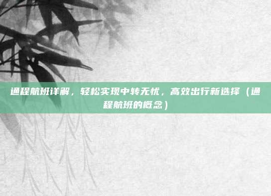 通程航班详解，轻松实现中转无忧，高效出行新选择（通程航班的概念）