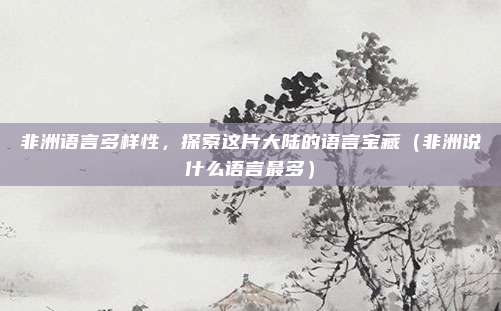 非洲语言多样性，探索这片大陆的语言宝藏（非洲说什么语言最多）