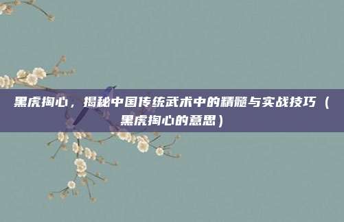 黑虎掏心，揭秘中国传统武术中的精髓与实战技巧（黑虎掏心的意思）