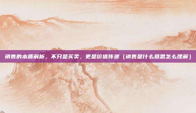 销售的本质解析，不只是买卖，更是价值传递（销售是什么意思怎么理解）