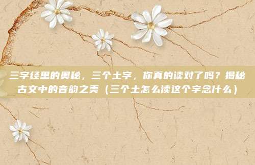 三字经里的奥秘，三个土字，你真的读对了吗？揭秘古文中的音韵之美（三个土怎么读这个字念什么）