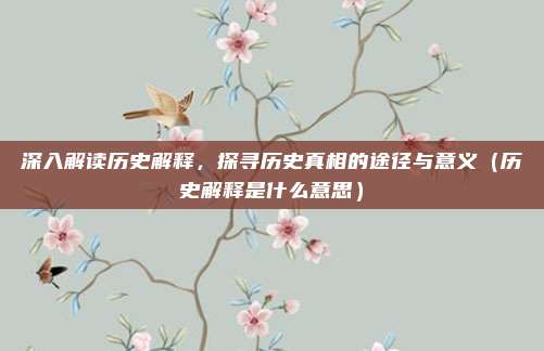深入解读历史解释，探寻历史真相的途径与意义（历史解释是什么意思）