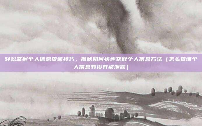 轻松掌握个人信息查询技巧,揭秘如何快速获取个人信息方法(怎么查询个人信息有没有被泄露)