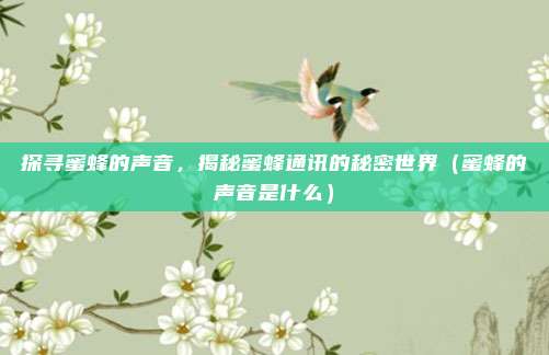 探寻蜜蜂的声音，揭秘蜜蜂通讯的秘密世界（蜜蜂的声音是什么）