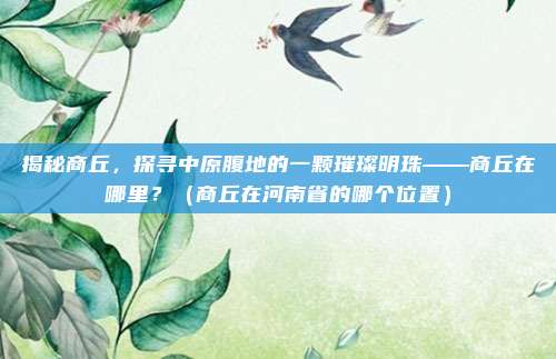 揭秘商丘，探寻中原腹地的一颗璀璨明珠——商丘在哪里？（商丘在河南省的哪个位置）