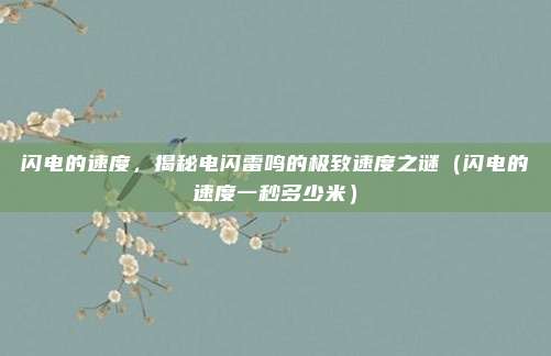 闪电的速度，揭秘电闪雷鸣的极致速度之谜（闪电的速度一秒多少米）