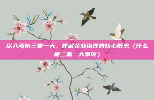 深入解析三重一大，理解企业治理的核心概念（什么是三重一大事项）