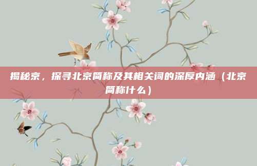揭秘京，探寻北京简称及其相关词的深厚内涵（北京简称什么）