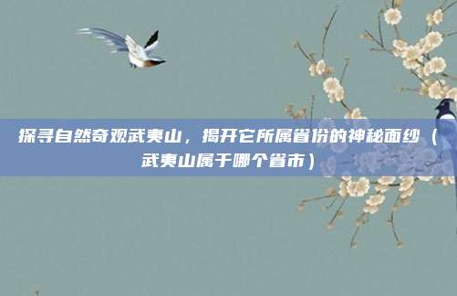 探寻自然奇观武夷山，揭开它所属省份的神秘面纱（武夷山属于哪个省市）