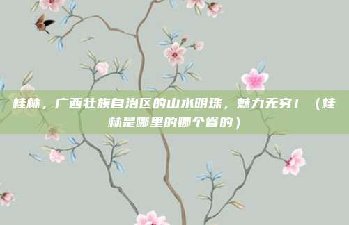 桂林，广西壮族自治区的山水明珠，魅力无穷！（桂林是哪里的哪个省的）