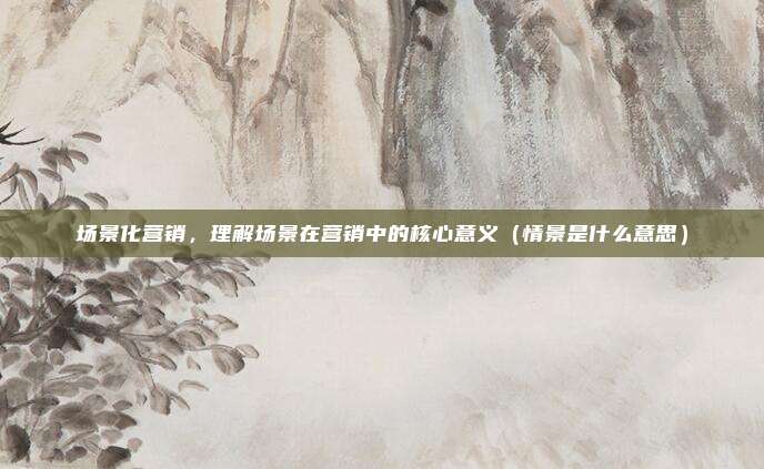 场景化营销，理解场景在营销中的核心意义（情景是什么意思）