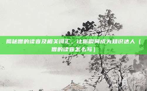 揭秘僧的读音及相关词汇，让你瞬间成为知识达人（僧的读音怎么写）