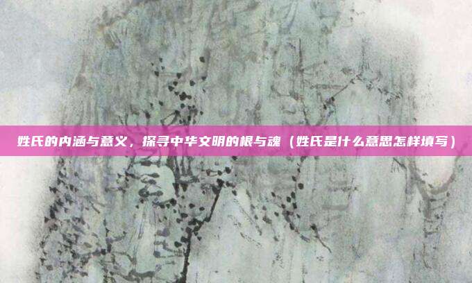 姓氏的内涵与意义，探寻中华文明的根与魂（姓氏是什么意思怎样填写）