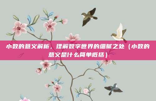 小数的意义解析，理解数字世界的细腻之处（小数的意义是什么简单概括）