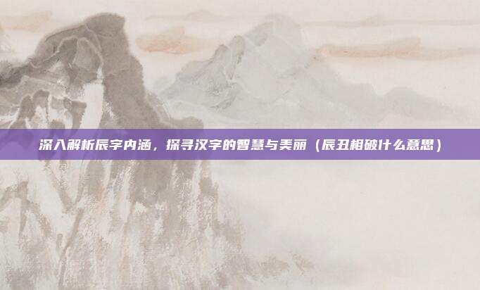 深入解析辰字内涵，探寻汉字的智慧与美丽（辰丑相破什么意思）