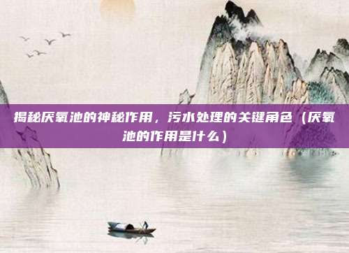揭秘厌氧池的神秘作用，污水处理的关键角色（厌氧池的作用是什么）