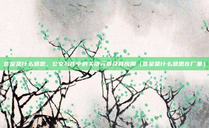 签呈是什么意思，公文写作中的关键元素及其应用（签呈是什么意思在厂里）