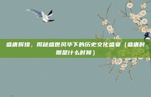 盛唐辉煌，揭秘盛世风华下的历史文化盛宴（盛唐时期是什么时候）