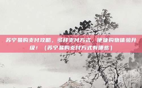 苏宁易购支付攻略，多样支付方式，便捷购物体验升级！（苏宁易购支付方式有哪些）