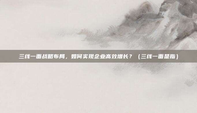 三线一面战略布局，如何实现企业高效增长？（三线一面是指）