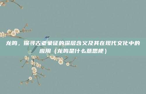 龙鸣，探寻古老象征的深层含义及其在现代文化中的应用（龙鸣是什么意思梗）
