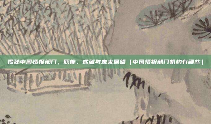 揭秘中国情报部门,职能、成就与未来展望(中国情报部门机构有哪些)