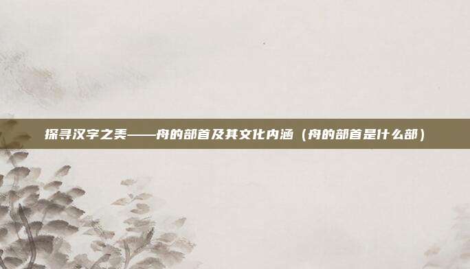 探寻汉字之美——舟的部首及其文化内涵（舟的部首是什么部）
