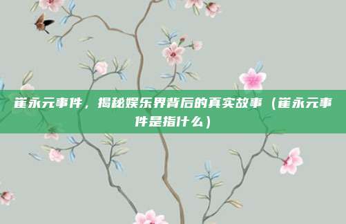 崔永元事件，揭秘娱乐界背后的真实故事（崔永元事件是指什么）