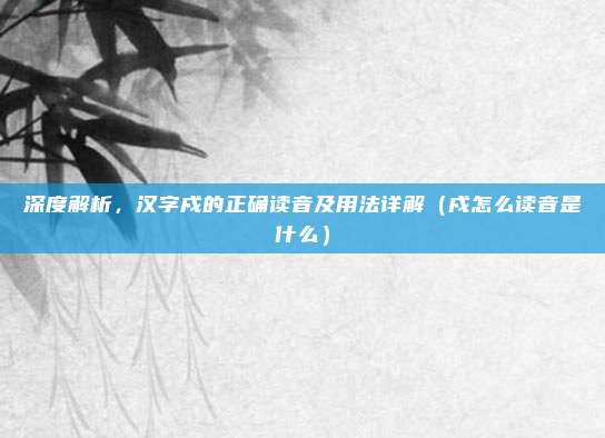 深度解析，汉字戍的正确读音及用法详解（戍怎么读音是什么）